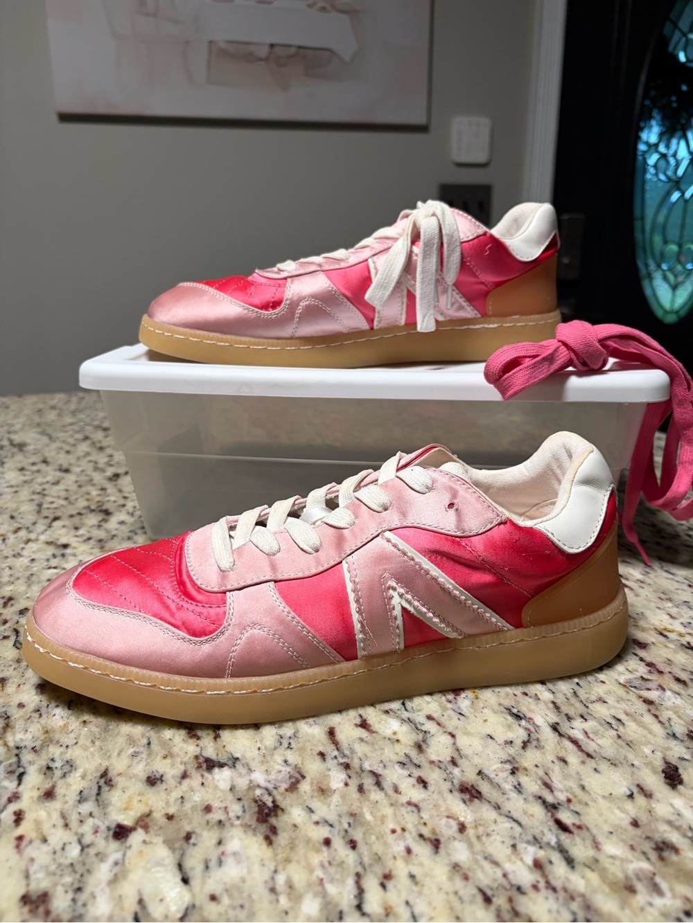 MIA Pink Satin Colorblock Sneakers
